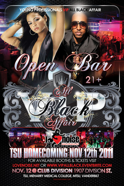 VIP All Black Affair Party Flyer Design Back